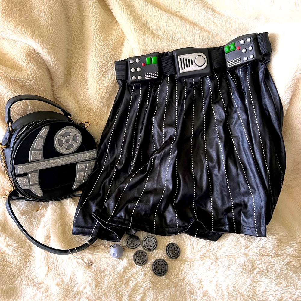 Darth Vader Skirt, Death Star bag & necklace, Imperial seal pins